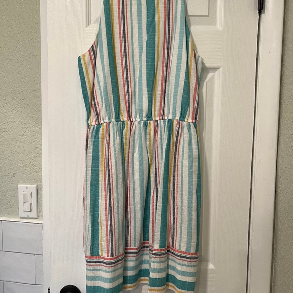 AQUA - Multi-Color Stripe Halter Top Dress - Picture 1 of 6